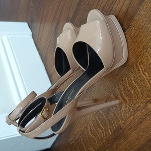 Saint Laurent nude patent tribute sandal 38.5